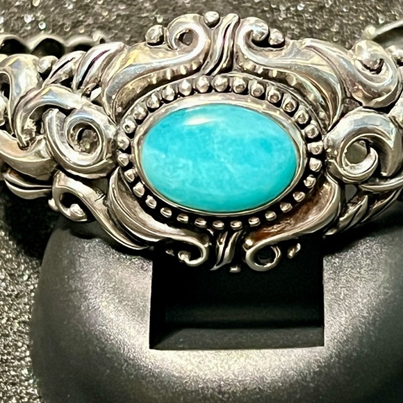 Carolynn Pollack Vintage Turquoise Relios Cuff Bracelets, sterling silver 925. - Picture 8 of 13